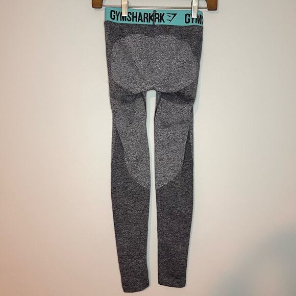 GYMSHARK Flex Leggings Gray & Teal Dry Moisture size XS - Picture 3 of 6
